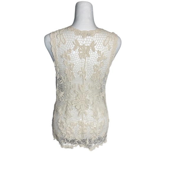 Uniques Solitaire Cream Lace Crochet Womens Vest Medium - Picture 3 of 7